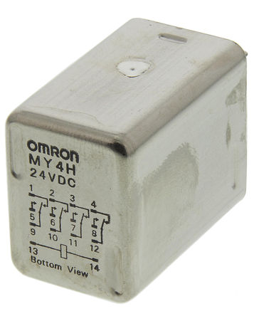 Non-latching Relay, 4PDT, Panel Mount, 24V dc