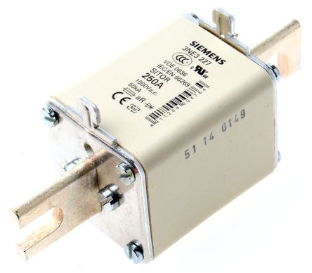 Centered reed fuse, Siemens, 4A, 000, gG, 500 V ac, NH