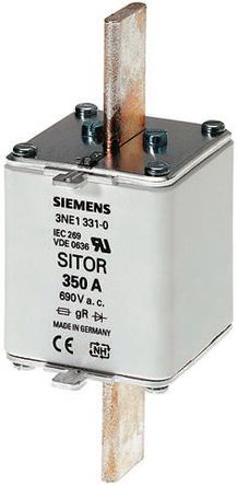 Fusível de palheta centralizado, Siemens, 350A, 2, gR - gS, 690 V CA, HLS