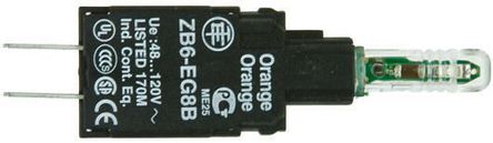 Светлинен блок ZB6EG8B на Schneider Electric, LED, оранжев, 48 → 120 V променливо напрежение, клема Faston конектори