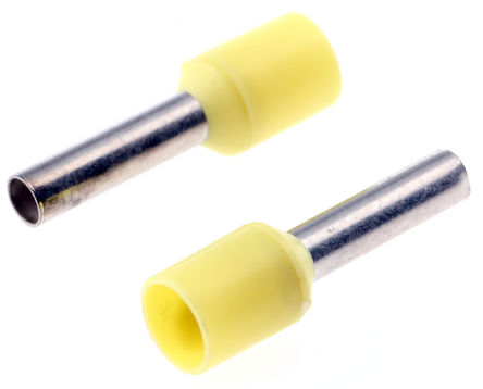 Hollow Crimp Schneider Electric, DZ5CE Series, Insulated, 8.2mm Pin, 2mm² Cable, Yellow