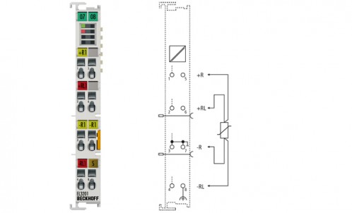 BECKHOFF EL3201-0010 | Terminal de entrada de 1 canal PT100 (RTD) para conexão de 2, 3 ou 4 fios, 16 bits, alta precisão
