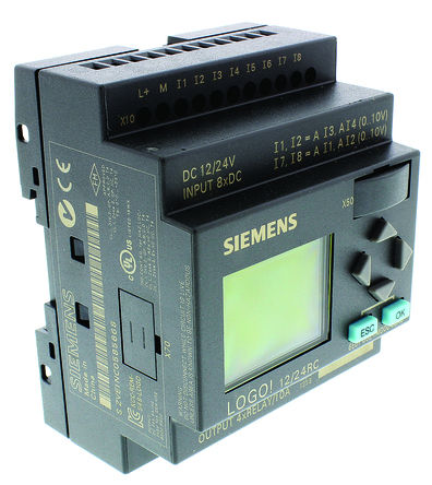 Siemens LOGO! 6, 8 Analog, Digital type inputs, 4 Relay type outputs, 12 Vdc, 24 Vdc supply