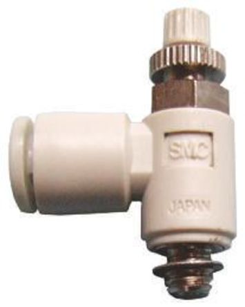 Контролер на скоростта SMC AS2201F-02-06S, мъжки R 1/4 x 6 mm, 1/4 инча x 1/4 инча