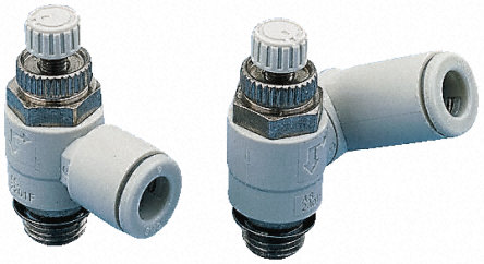 Контролер на скоростта SMC AS2201FM-02-10S, мъжки R 1/4 x 10 mm, 1/4 инча x 1/4 инча