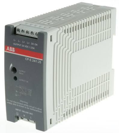 DIN Rail Mount Power Supply, 1.25A Switch Mode