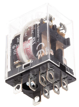 Non Latching Relay, DPDT, Pluggable, 240V ac