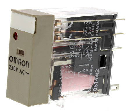 Non-latching Relay, DPDT, PCB Mount, 230V
