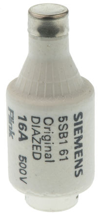 Siemens diazed fuse, 5SB161, 16A, DII, 500 V ac, E27 thread, gG