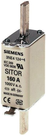 Fusible de lengüeta centrado, Siemens, 80A, 0, aR, 1.000 V ac, HLS