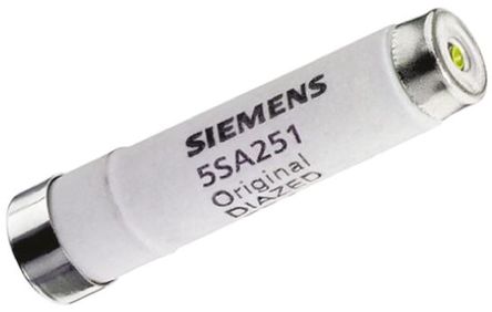 Fusível diazed Siemens, 5SA251, 10A, DII, 500 V CA, rosca E16, gG