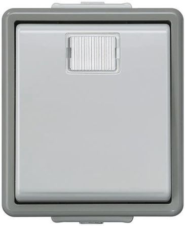 Siemens 5TD4706 Interruptor de parede, 10 A, botão de pressão, superfície, 1 via, 1 módulo, 230 V, cinza, cinza escuro