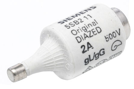 Diazed fuse Siemens, 5SB211, 2A, DII, 500 V ac, Thread E27, gG