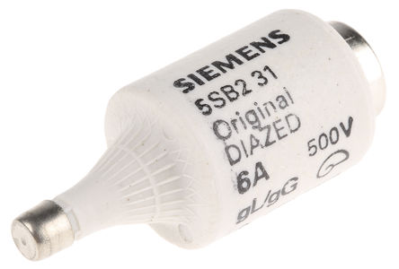 Siemens diazed fuse, 5SB231, 6A, DII, 500 V ac, Thread E27, gG