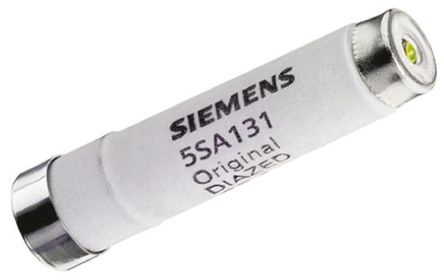 Fusível diazed Siemens, 5SA131, 6A, DII, 500 V ac, Rosca E16, gG