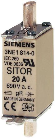 Centered reed fuse, Siemens, 25A, 000, gR - gS, 690 V ac, HLS