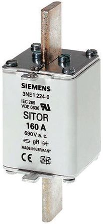 Fusible de lengüeta centrado, Siemens, 160A, 1, gR - gS, 690 V ac, HLS