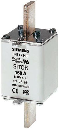 Fusible de lengüeta centrado, Siemens, 125A, 00, gR - gS, 690 V ac, HLS