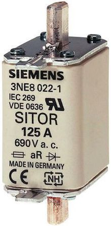 Center tab fuse, Siemens, 25A, 00, gR, 690 V ac, HLS