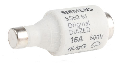Fusível diazed Siemens, 5SB261, 16A, DII, 500 V ca, Rosca E27, gG