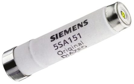 Fusível diazado Siemens, 5SA151, 10A, DII, 500 V ac, rosca E16, gG