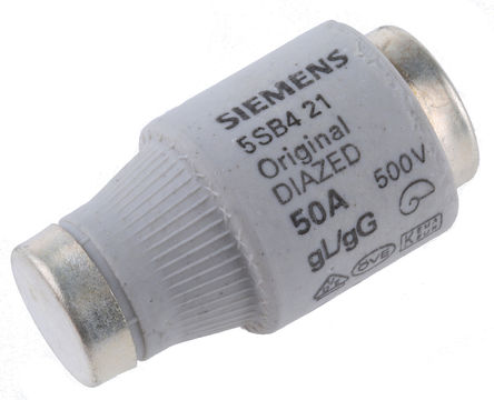 Siemens diazed fuse, 5SB421, 50A, DIII, 500 V ac, E33 thread, gG