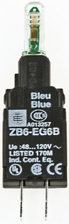Bloc d'éclairage Schneider Electric ZB6EG3B, LED, vert, 48 → 120 V c.a., bornes Faston Connecteurs