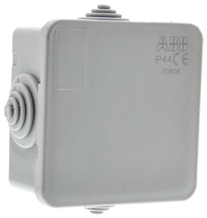 Junction box ABB 00808, Thermoplastic, Gray, 75mm, 75mm, 48mm, 75 x 75 x 48mm, IP44