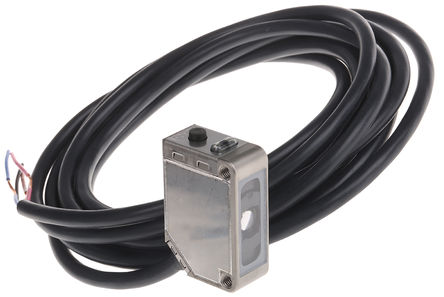 Photoelectric Sensor, Diffuse System, LED, 12m Range, Rectangular Body, NPN Output, Pre-wired, IP69K