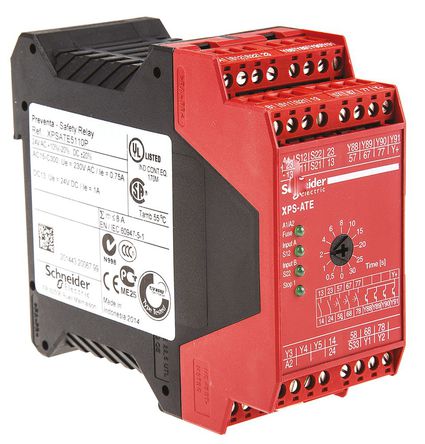 Relais de sécurité Schneider Electric XPS ATE5110P, configurable, 4, 2, 2 canaux, automatique, manuel, 24 V c.c., 114 mm