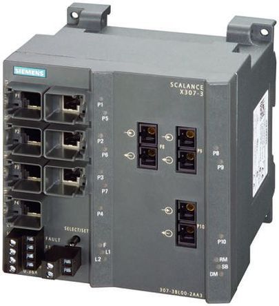 Siemens PLC I/O модул, 6GK5 307, 14 x вход/изход, 24 V DC, 125 (H) x 120 (Anch.) x 123 (Depth) mm