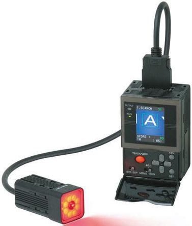 Omron ZFVR5025 Vision Sensor, rote LED, monochrom, PNP, 10 x 9,2 → 50 x 46 mm, vorinstalliertes Kabel, 800 mA