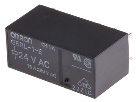 Non-latching relay, SPDT, PCB mount, 16 A, 24V ac