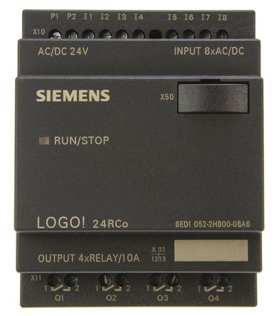 Logic module Siemens LOGO! 6, Memory 200 blocks, 8 Digital type inputs, 4 Relay type outputs