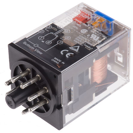 Relay without interlocking, DPDT, Pluggable, 10 A, 12V dc