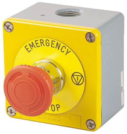 Botón de emergencia Schneider Electric XAPJ1201SPEC0972, NA/2 NC, 40mm, Girar para restablecer, IP65, Rojo, Seta, TPST