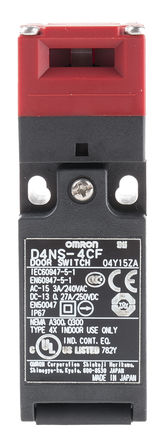 Interruptor de bloqueo de seguridad Omron D4NS-4CF, M20, 4, NA/2 NC, 0,27 (dc) A, 3 (ac) A, 240V, 250V, NA/2 NC