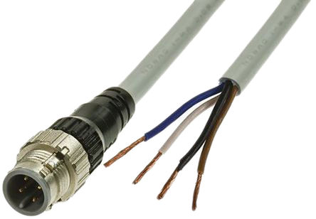 Omron XS5H-D421-D80-F, cabo de conexão, conector A M12, conector B sem terminação, 4A, 250V dc, IP67, série XS5