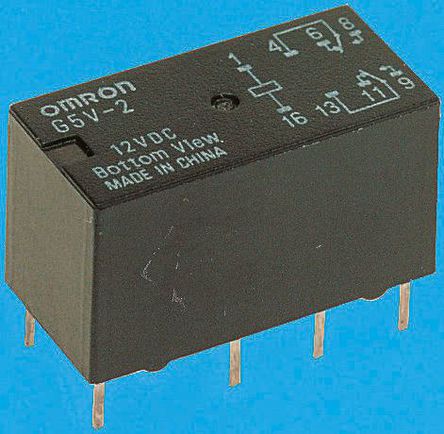 Non-latching relay, DPDT, PCB mounted, 6V dc