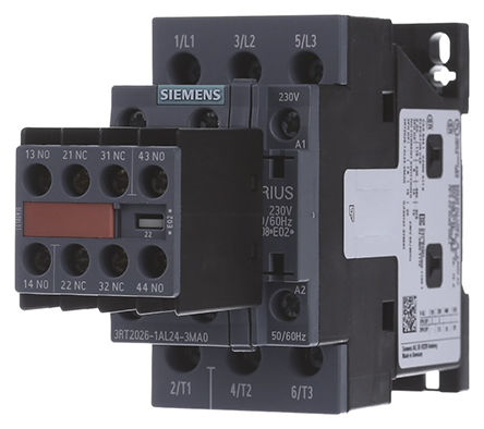 Relè di controllo Siemens 3RT2026-1AL24-3MA0, 3 NO, 22 A, Sirius, 3RT2