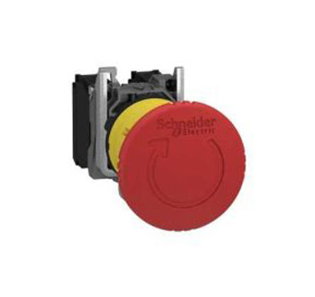 Schneider Electric XB5AS8444 Emergency Button, 2 NC, Latching, 40mm, Twist to Release, IP66, Red, Mushroom, 2P