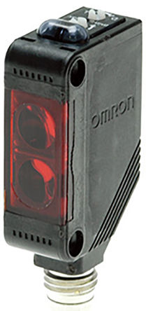 Photoelektrischer Sensor, diffuses System, rote LED, Reichweite 120 mm, rechteckiger Körper, PNP-Ausgang, vorverdrahteter M8-Anschluss