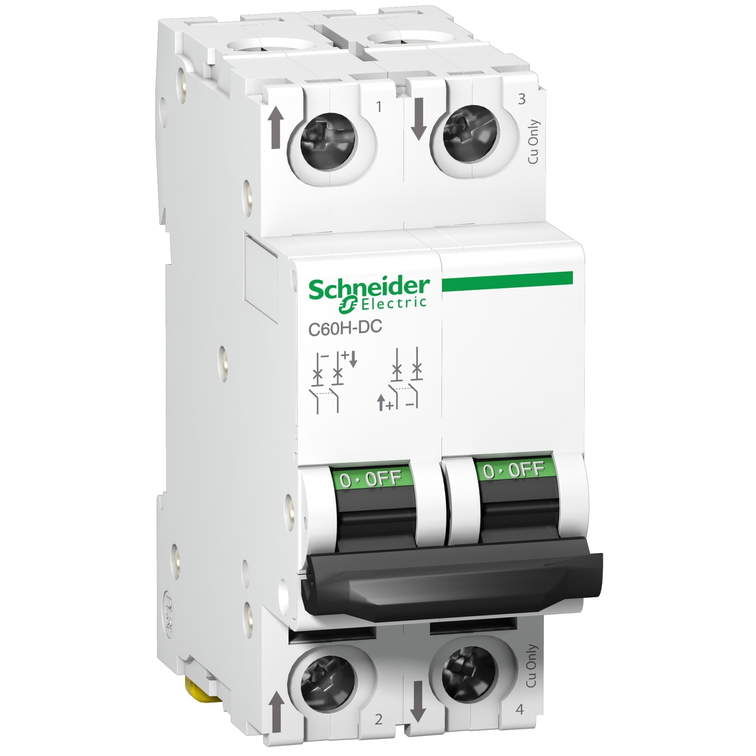 Schneider A9N61528 DC special circuit breaker - C60H - 500 V - 2P - 10 A - C curve