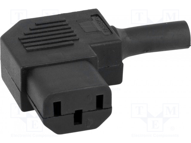 PX0587 / SE IEC Male Connector, C13, Female, Cable Mount, 90 ° Angle, 10A, 250 V ac