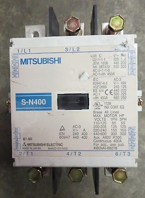 CONTACTOR 450A/690V      MITSUBISHI  SN-400