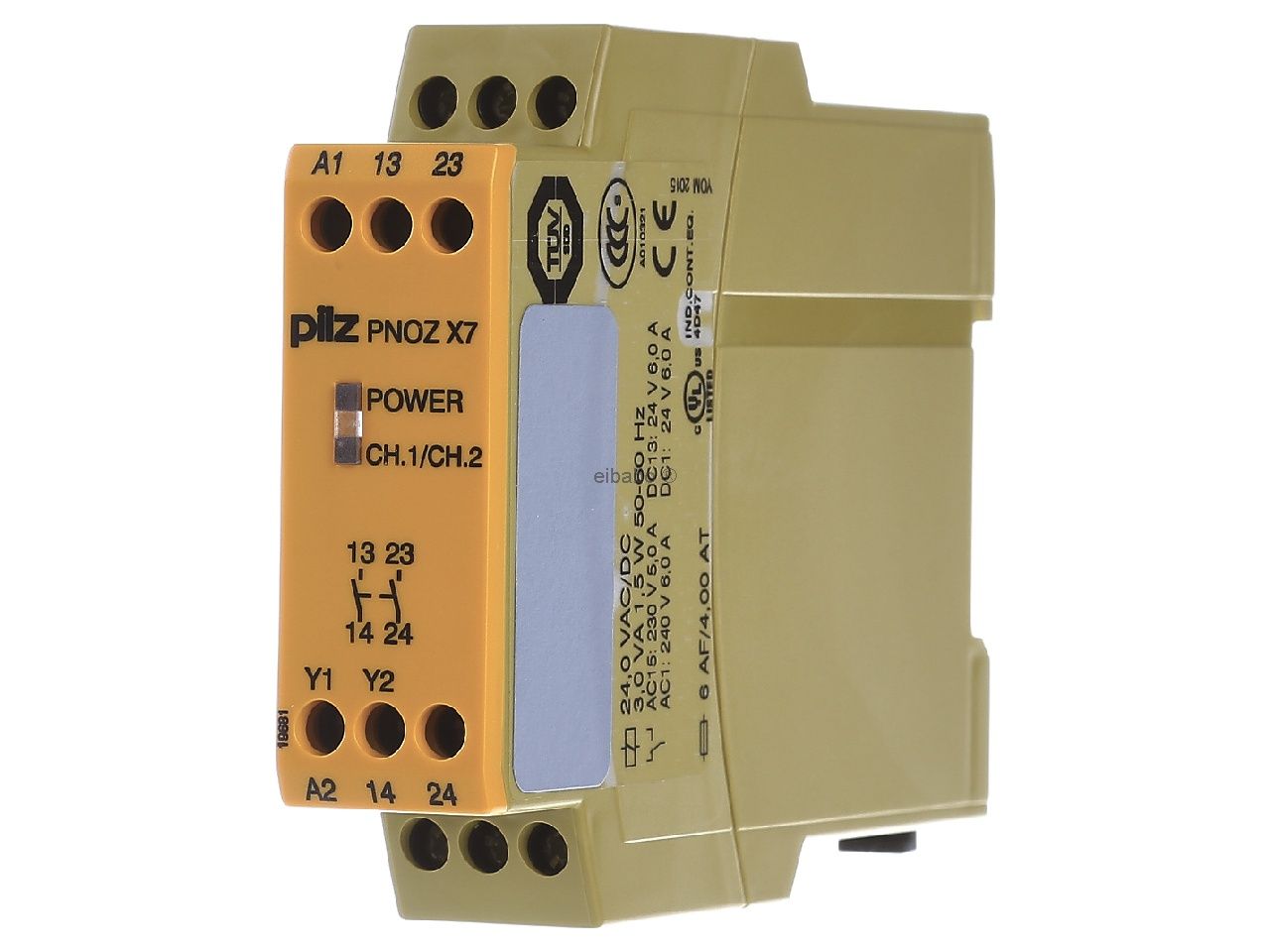 774059 PNOZ X7; 24VDC; 24VAC; EM 1; Relé de segurança IP40