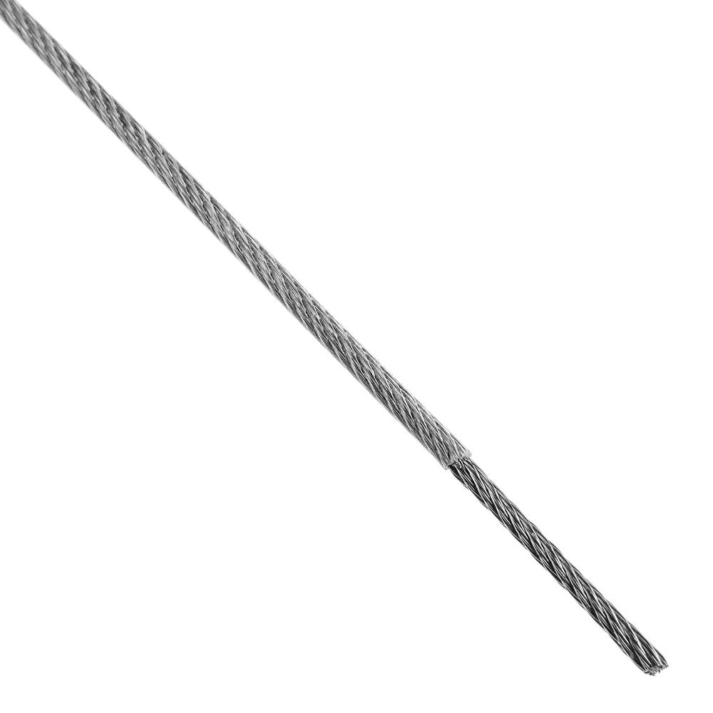Cable de acero inoxidable de 1,5 mm. Bobina de 100 m. Recubierto de plástico transparente