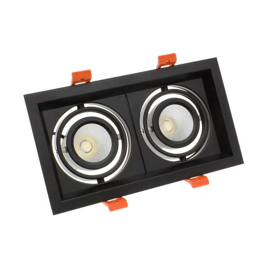 Foco Downlight LED CREE-COB Direccionable Madison Negro 2x10W LIFUD (UGR 19) Corte 200x110 mm