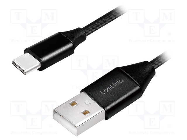 LOGILINK CU0139 Cable USB 2.0; USB A enchufe, USB C enchufe; 0,3m; negro