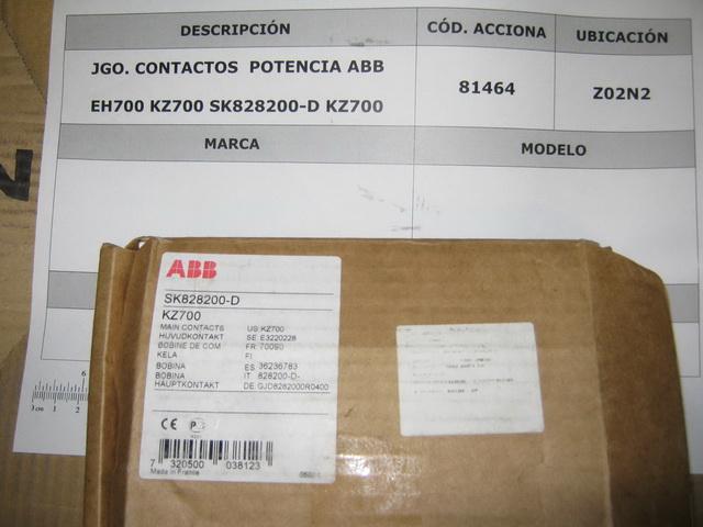 	SET CONTACTOS PARA CONTACTOR EH700 Fabricante: ABB Modelo: KZ700 SK828200-D